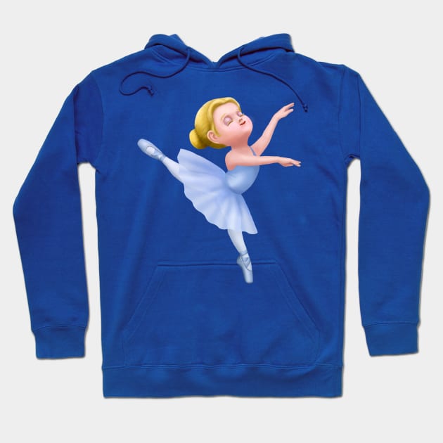 Cute Blue Tutu Ballerina Girl Dancer Hoodie by Irene Koh Studio